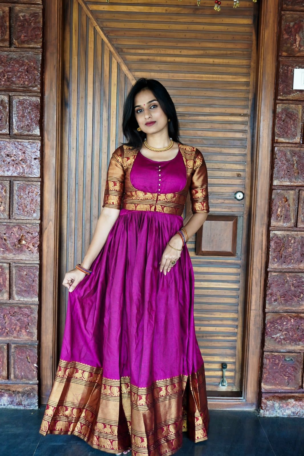 Ladies Narayanpet Handloom Long Gown at Rs 750/piece