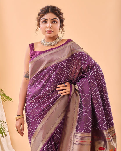 Purple Banarasi bandhanin paithani