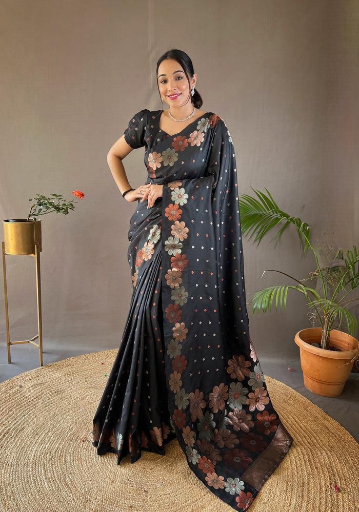 Floral weave Kanchi light weight Saree