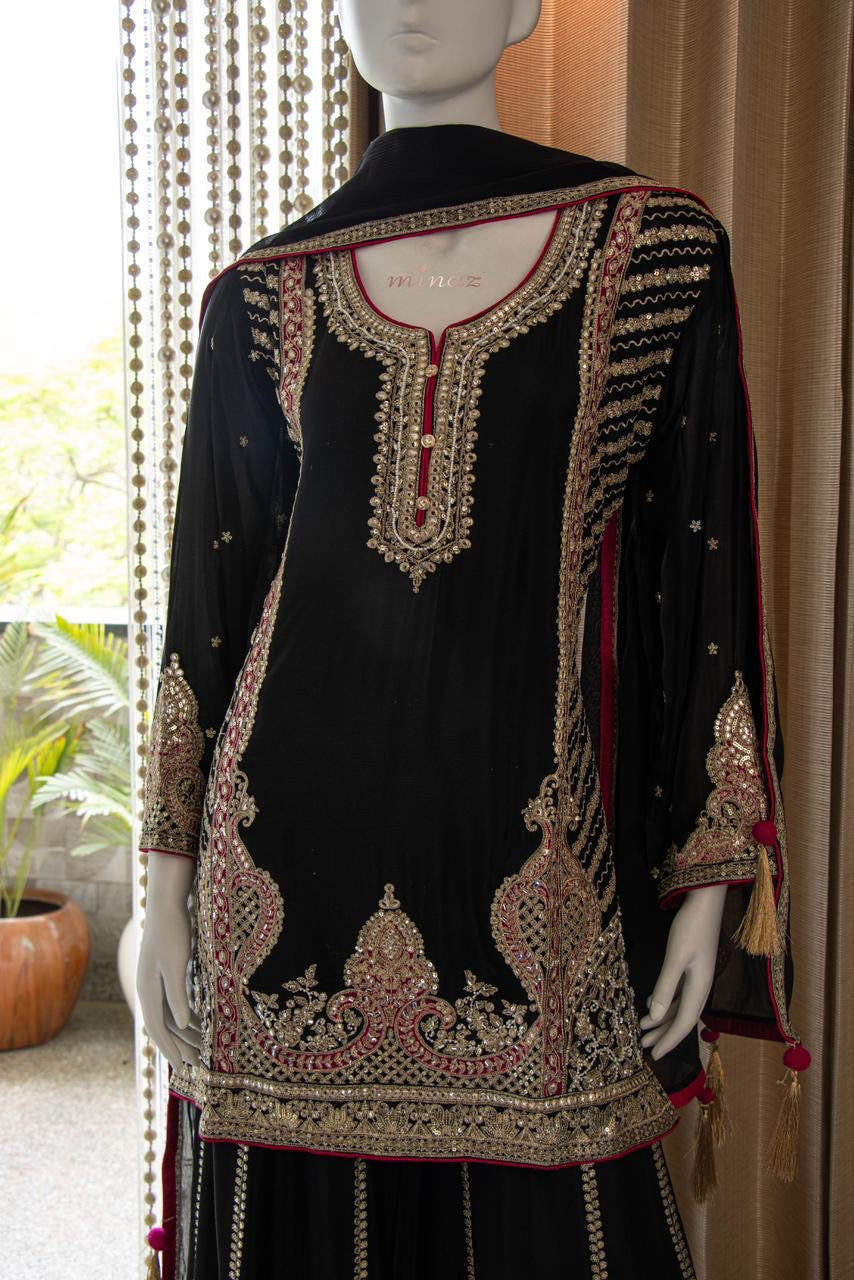 Party wear Sharara sets with heavy embroidery