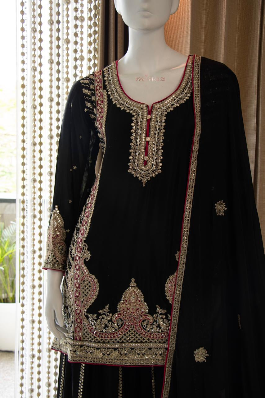 Party wear Sharara sets with heavy embroidery