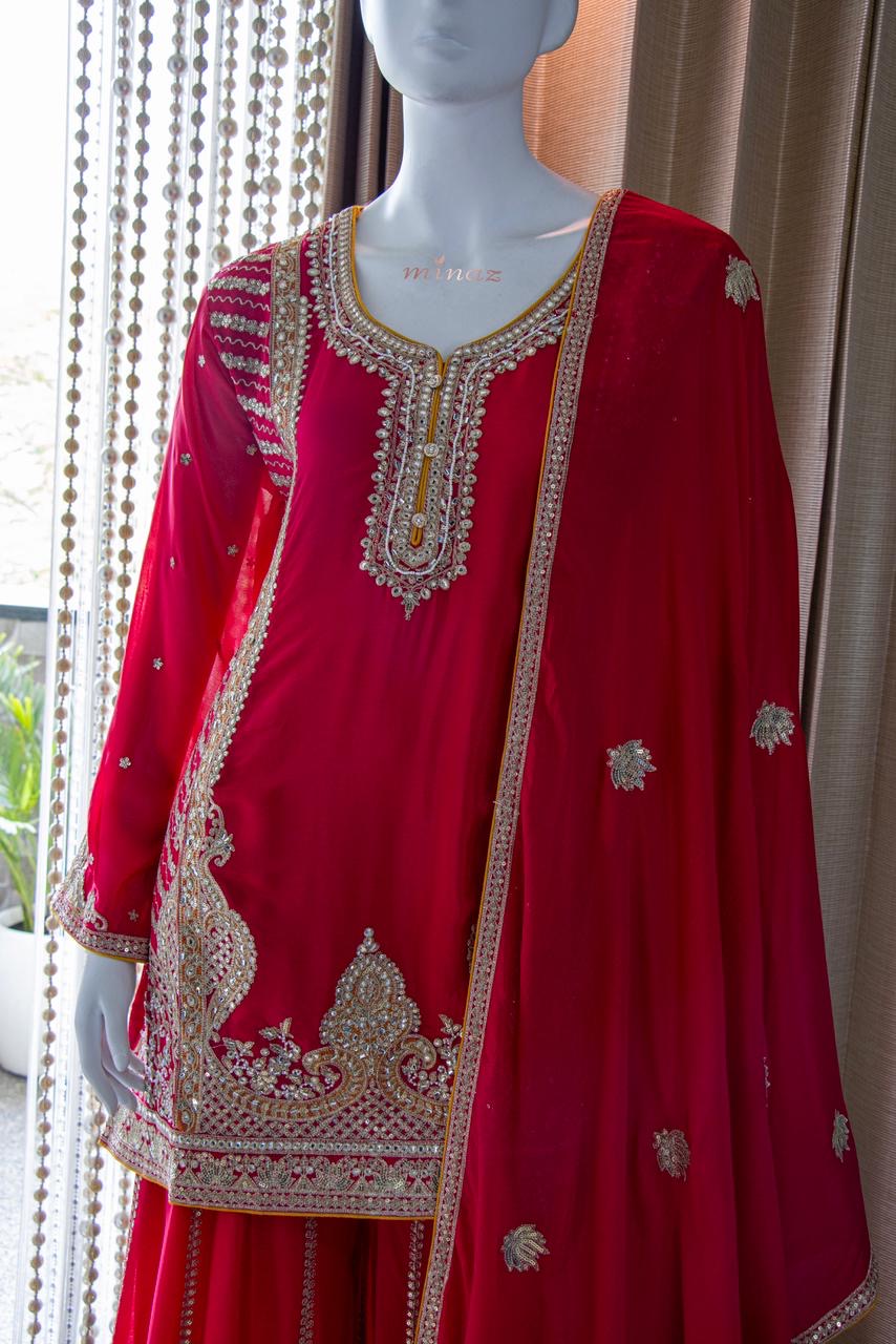 Party wear Sharara sets with heavy embroidery