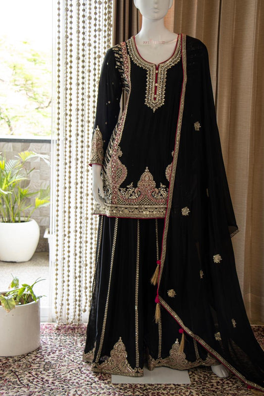 Party wear Sharara sets with heavy embroidery