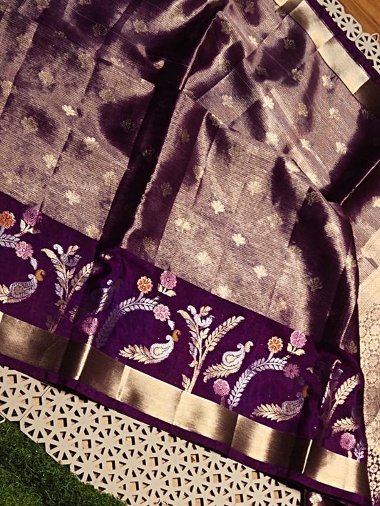 Tissue Kota sarees with stitched blouse