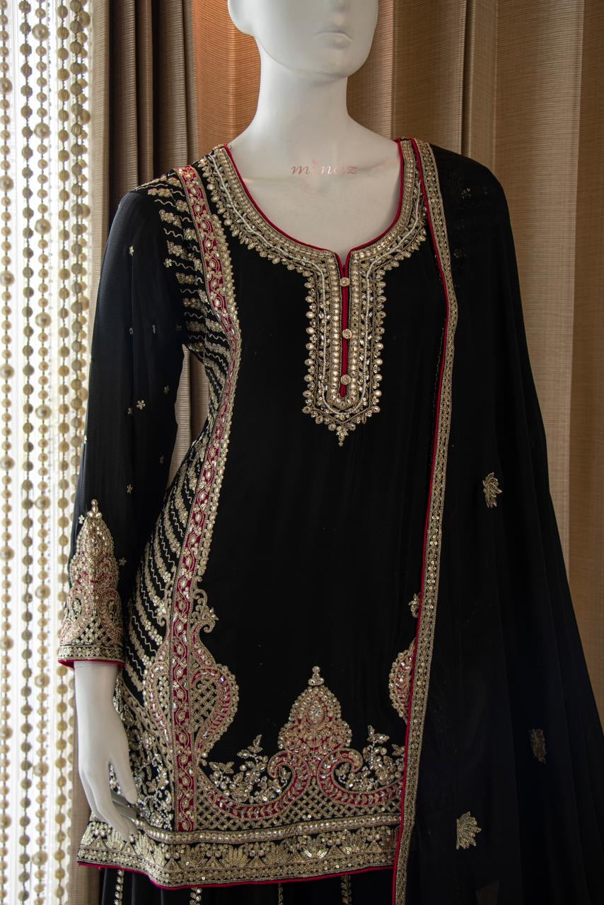 Party wear Sharara sets with heavy embroidery