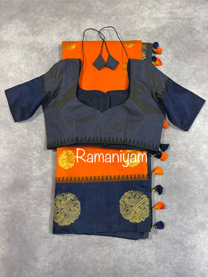 Orange and navy blue kanchi sico