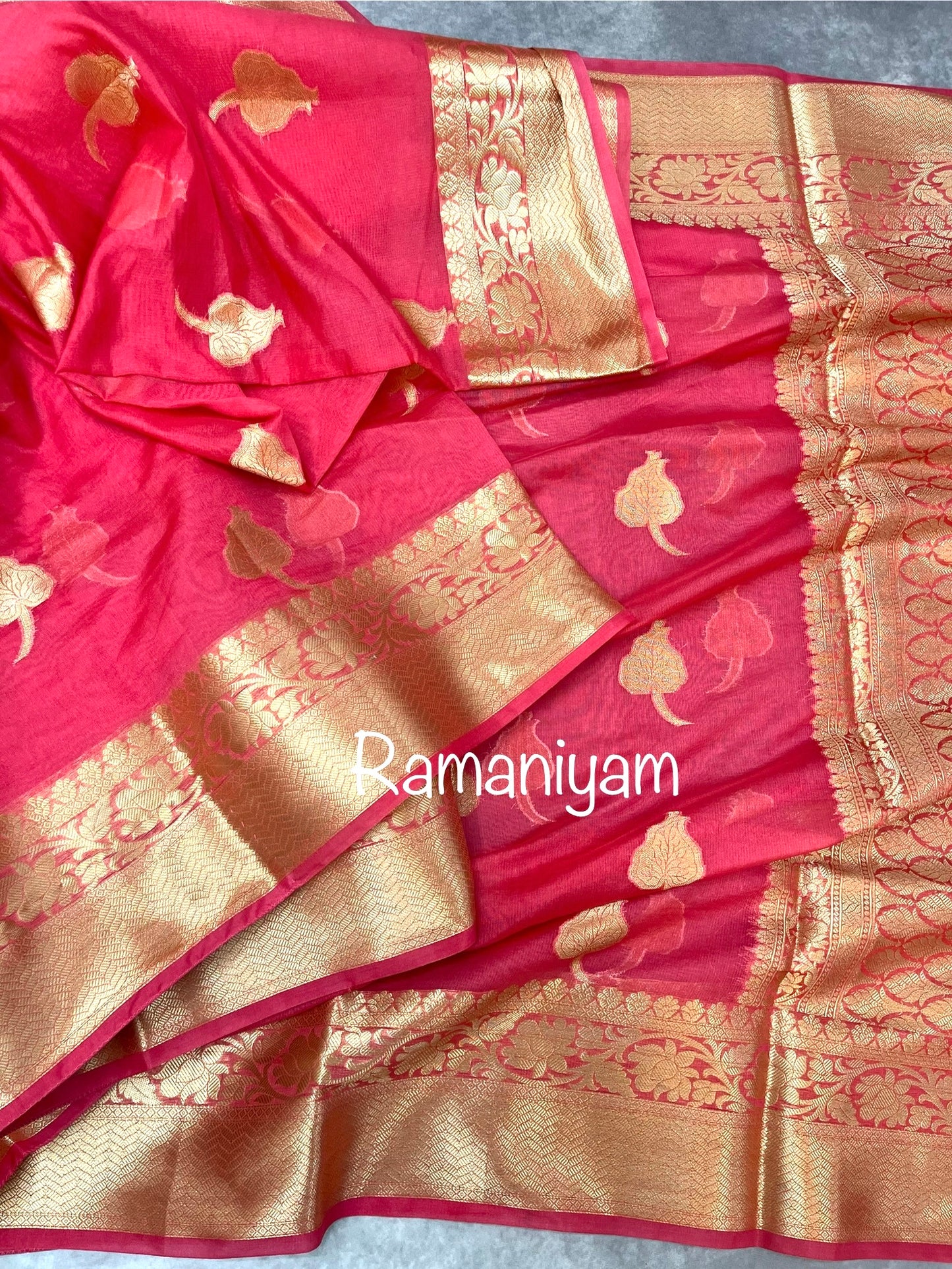 Rose pink Banarasi kora saree