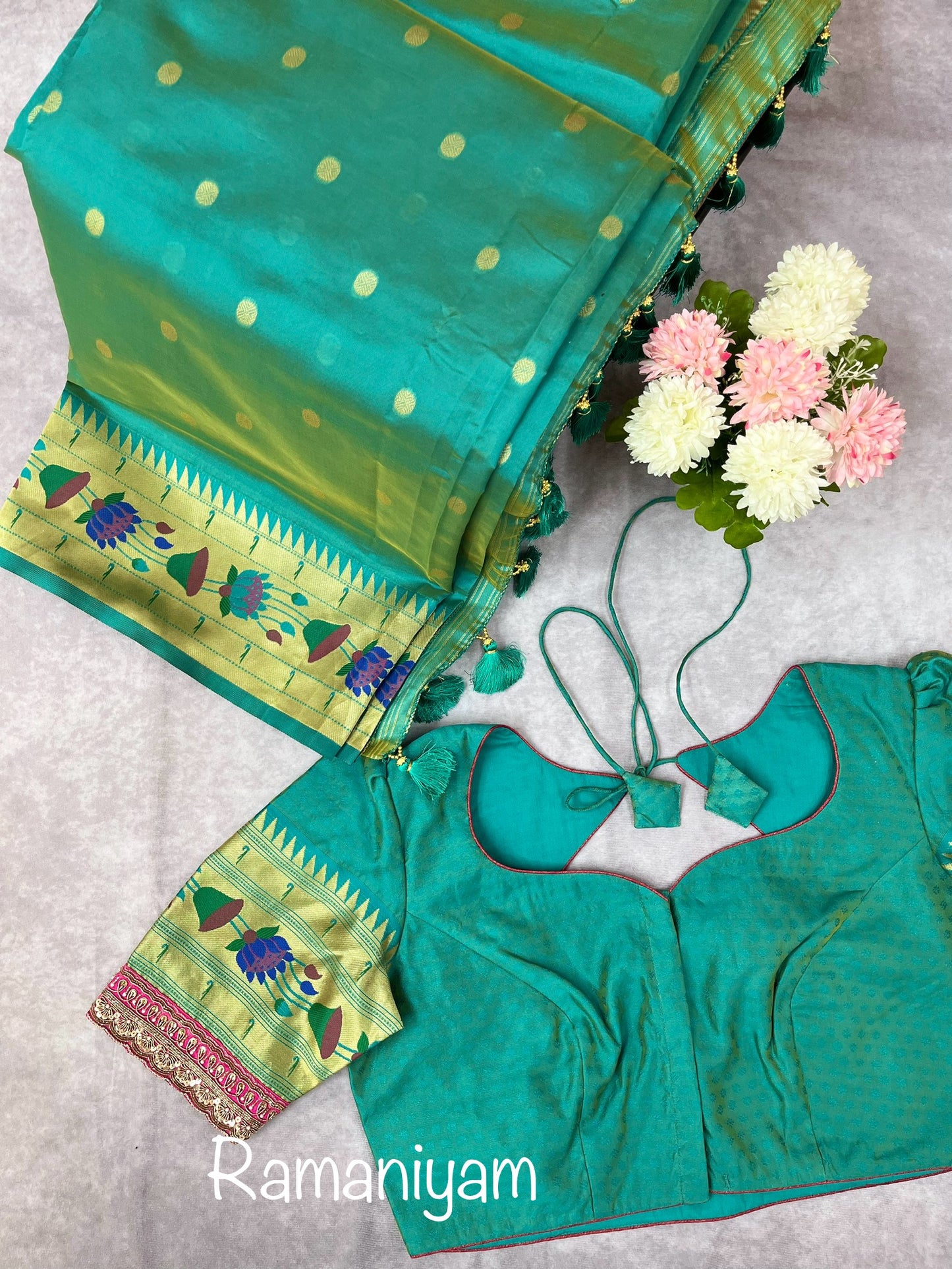 Sea green Maharani Paithani saree