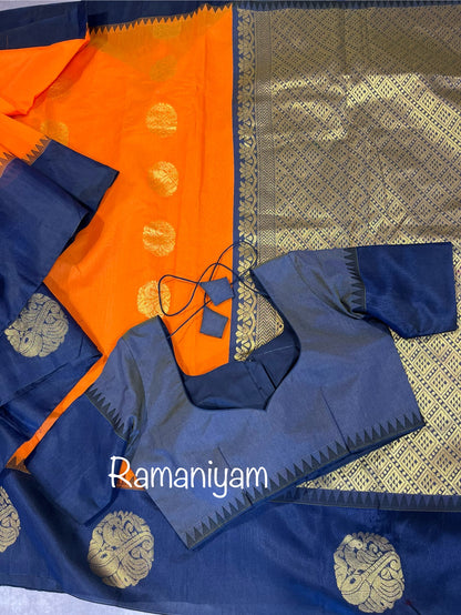 Orange and navy blue kanchi sico