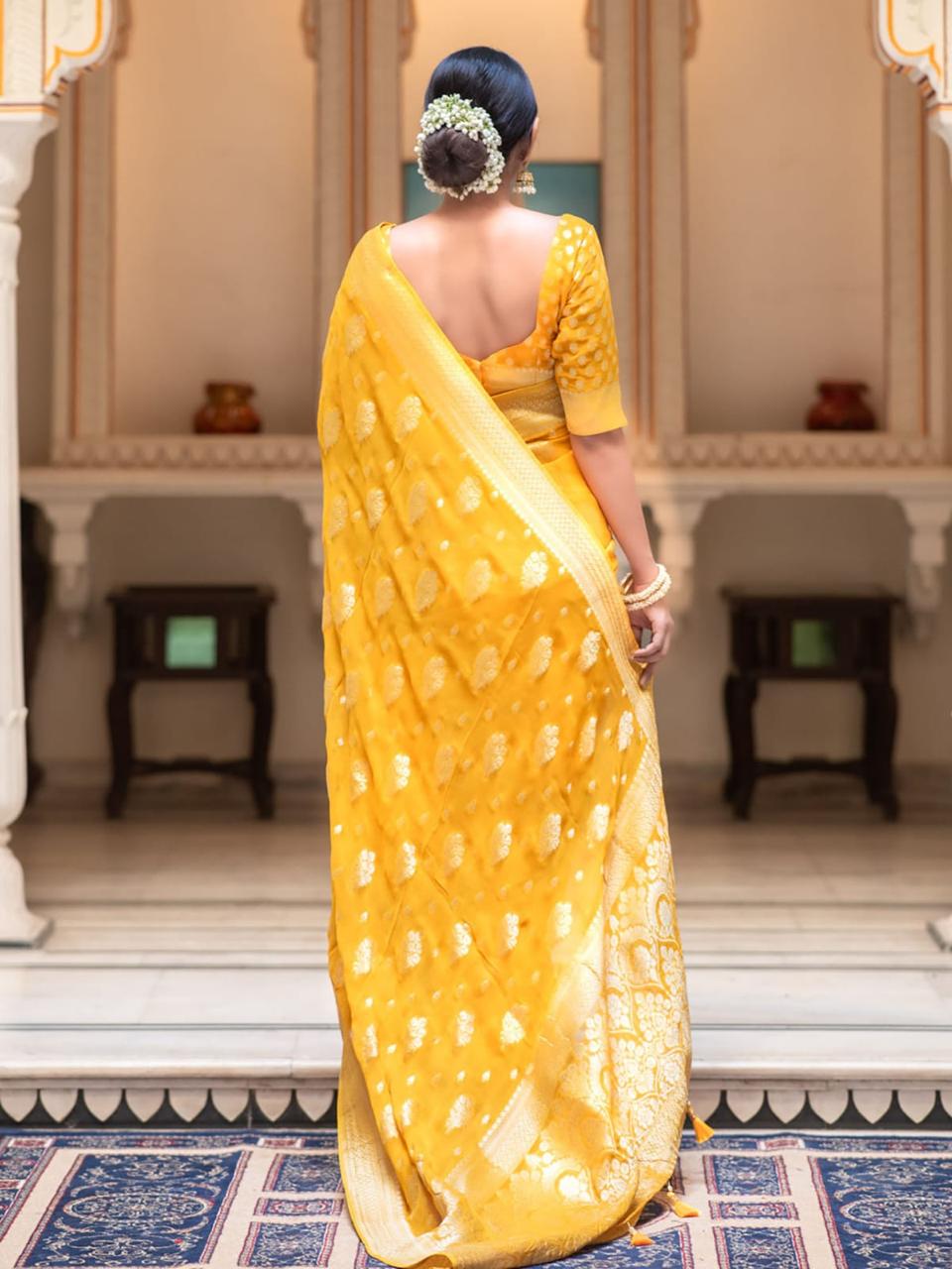 Banarasi soft dola silk sarees with stitched blouse