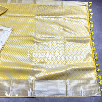 Pastel yellow Kanchi Lightweight Saree