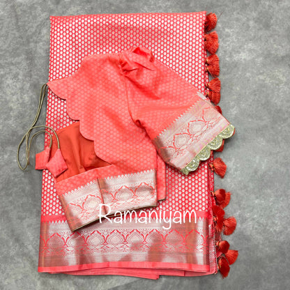 Peach orange Kanchi Lightweight Saree