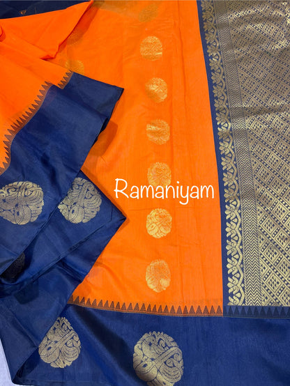 Orange and navy blue kanchi sico