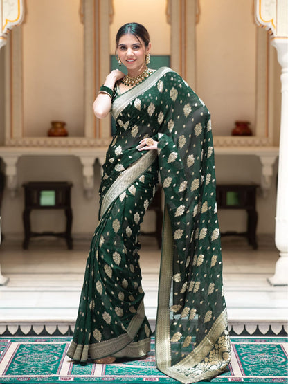 Banarasi soft dola silk sarees with stitched blouse