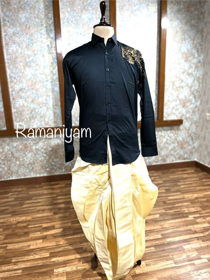 Tiger embroidery shirt and dothi Menswear