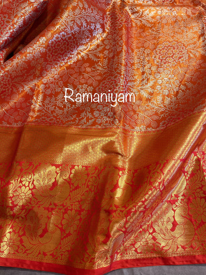 Red Kanchi tissue saree