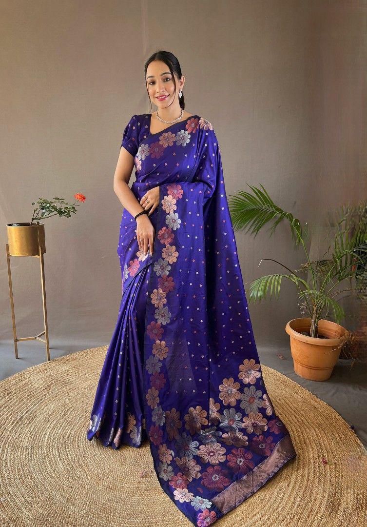 Floral weave Kanchi light weight Saree