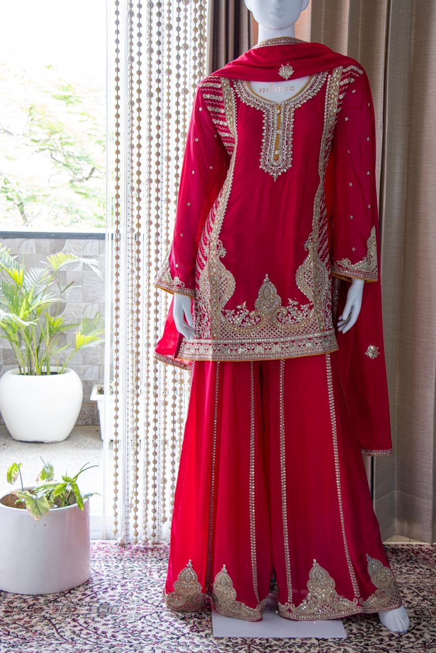 Party wear Sharara sets with heavy embroidery