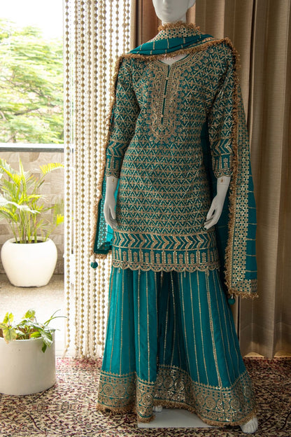 Party wear Heavy zari embroidery Sharara sets