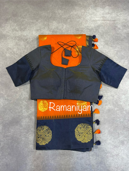 Orange and navy blue kanchi sico