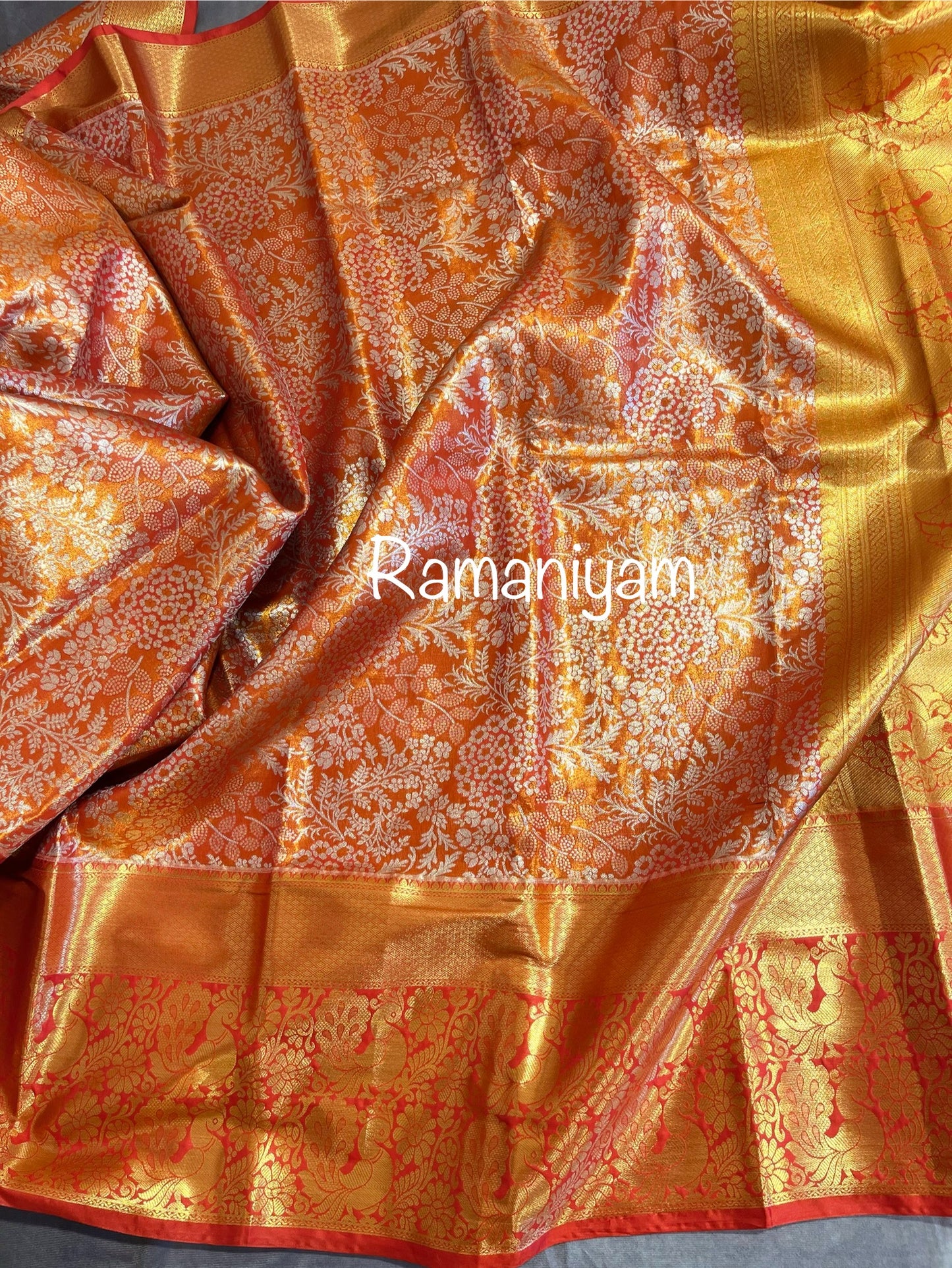 Red Kanchi tissue saree