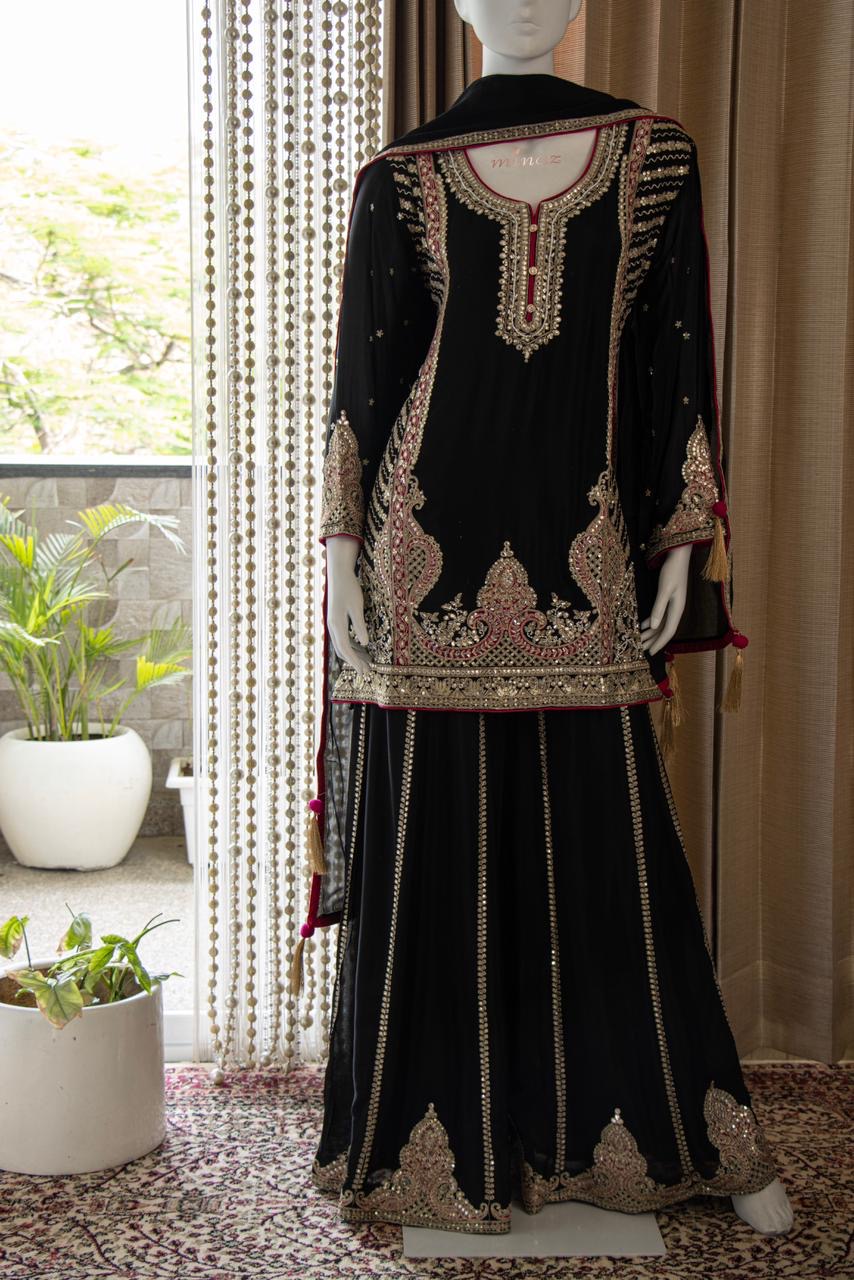 Party wear Sharara sets with heavy embroidery