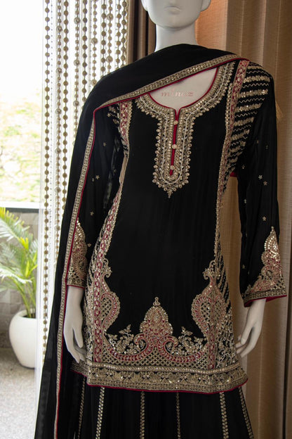 Party wear Sharara sets with heavy embroidery