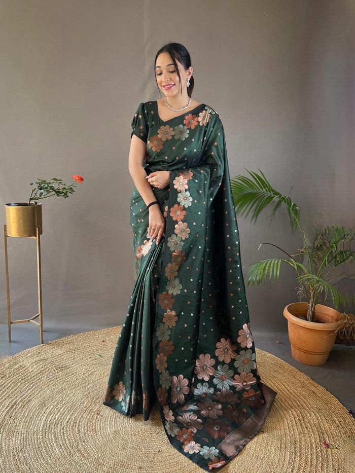 Floral weave Kanchi light weight Saree