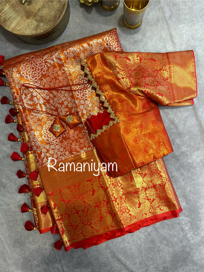 Red Kanchi tissue saree