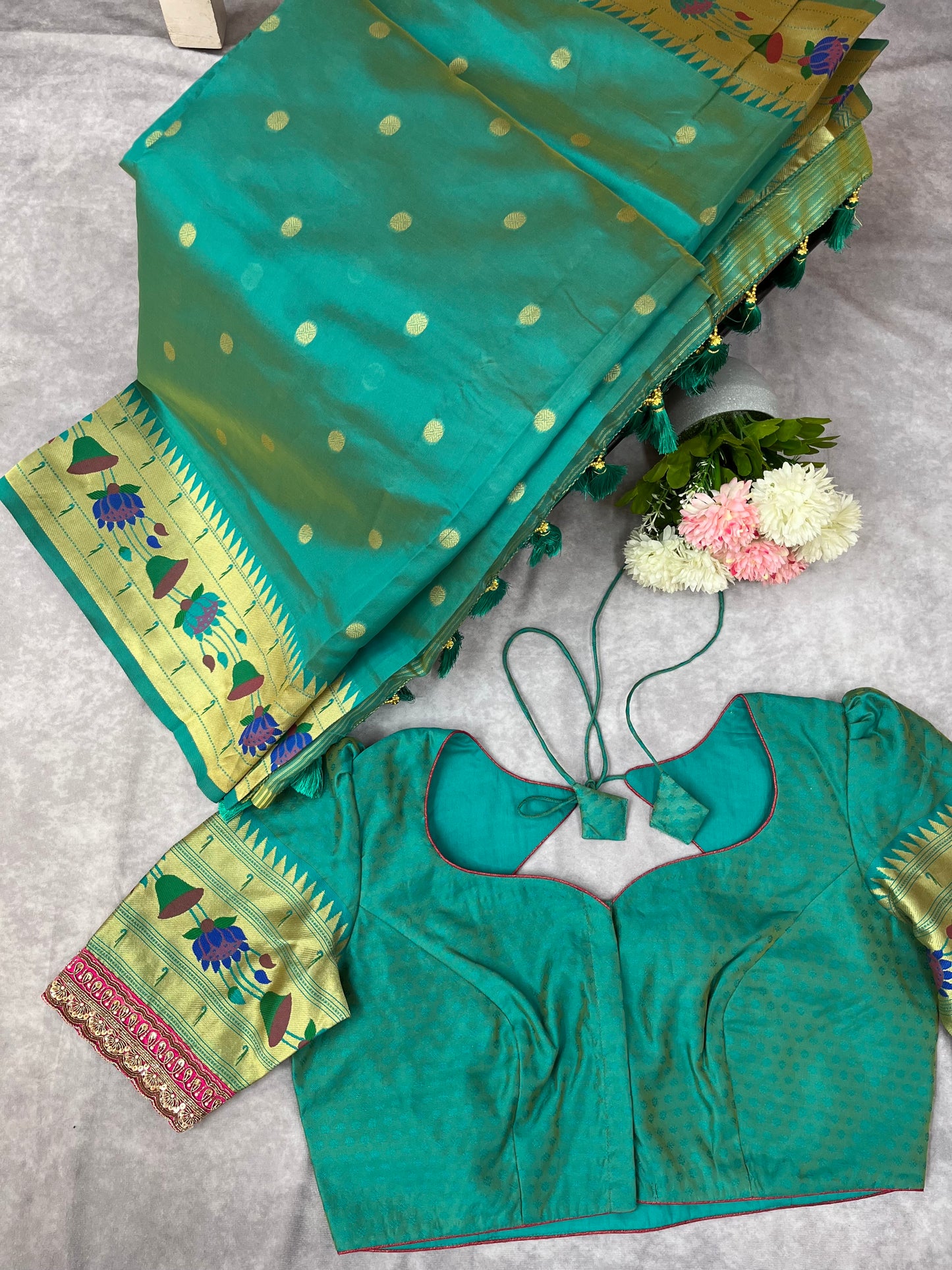 Sea green Maharani Paithani saree