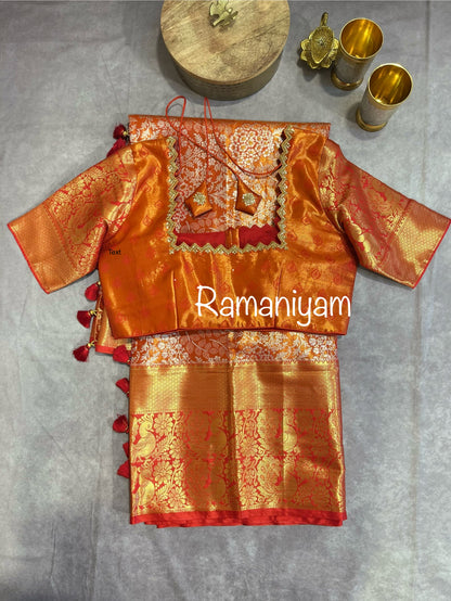 Red Kanchi tissue saree