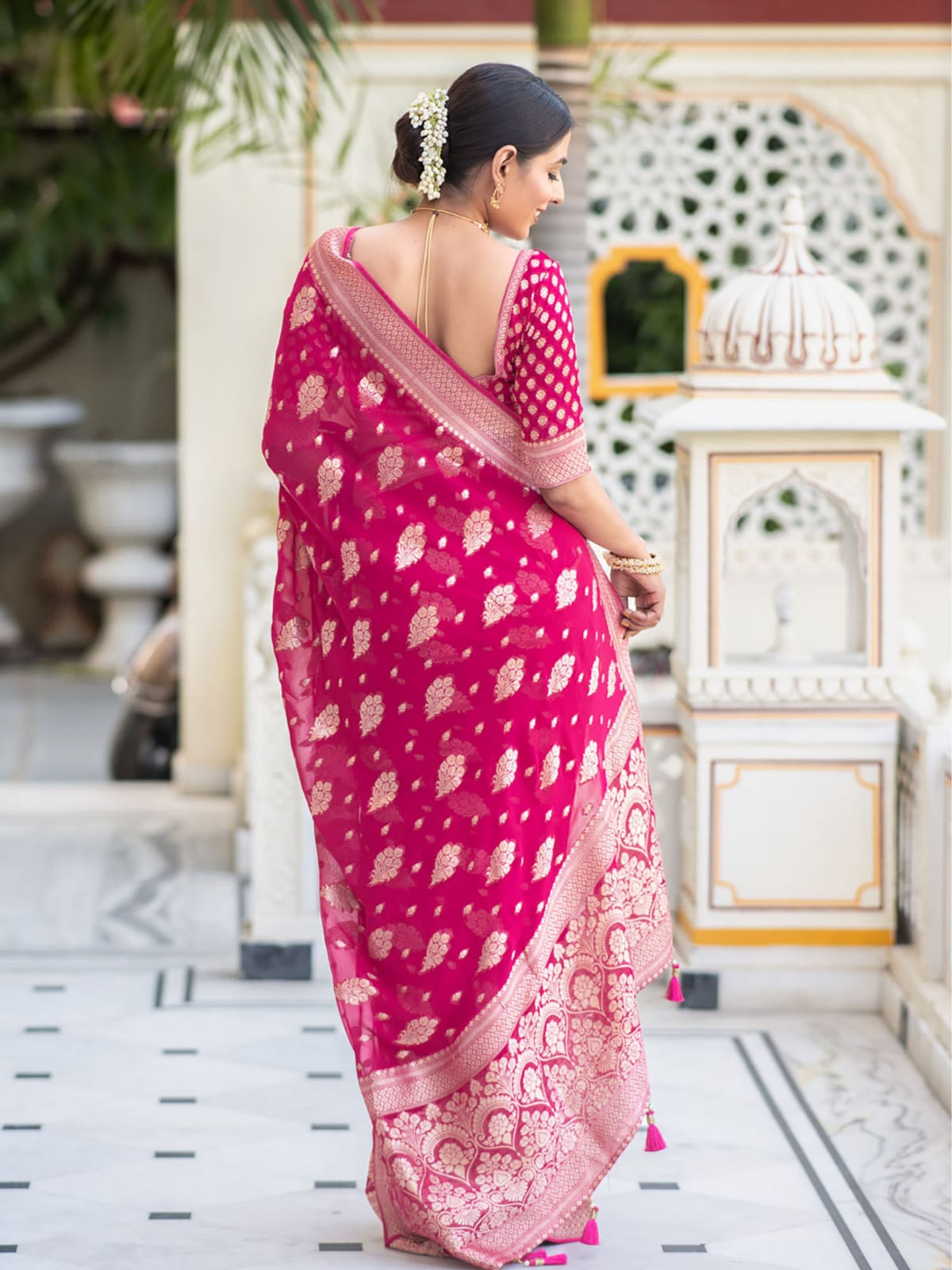 Banarasi soft dola silk sarees with stitched blouse