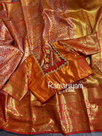 Red Kanchi tissue saree