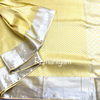 Pastel yellow Kanchi Lightweight Saree