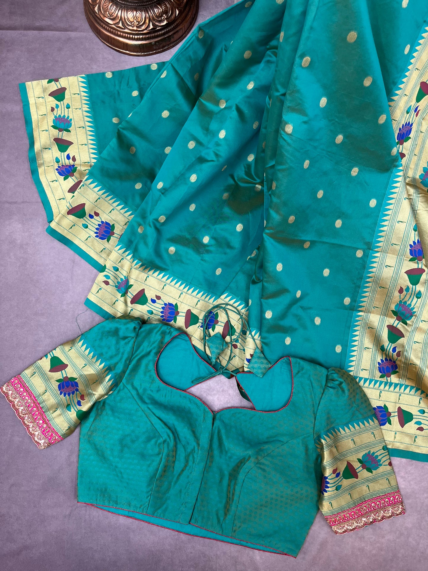 Sea green Maharani Paithani saree