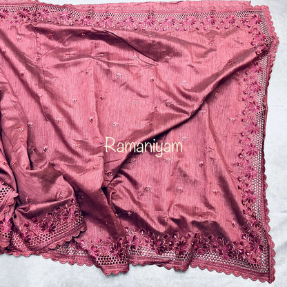 Tussar cutwork saree