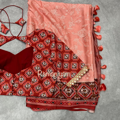 Patola Chikankari smooth georgette sarees