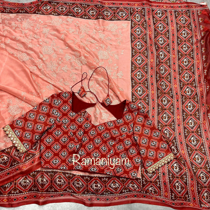 Patola Chikankari smooth georgette sarees