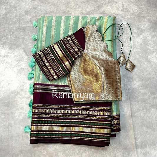 Banarasi Kora saree with intricate thread borders