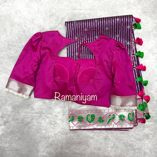 Banarasi Paithani Elegance (Banarasi Saree adorned with Paithani Border) - Ramaniyam USA