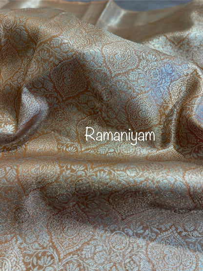 Beige and coral pink Kanchi tissue - Ramaniyam USA